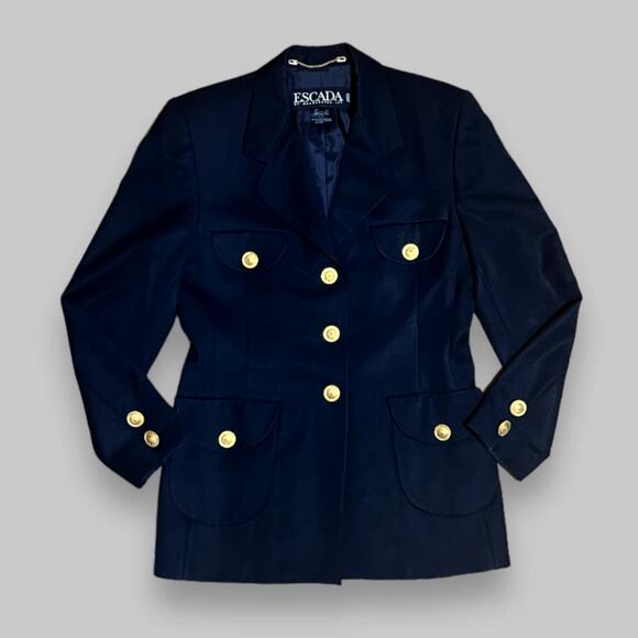 Escada Wool Blazer in Navy Blue | Size 10 - Picture 1 of 9